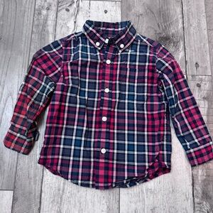 Janie and Jack Plaid Party Button Up Holiday Dress Shirt 18-24 Months